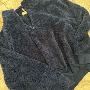 Fuzzy Navy Fleece Pullover